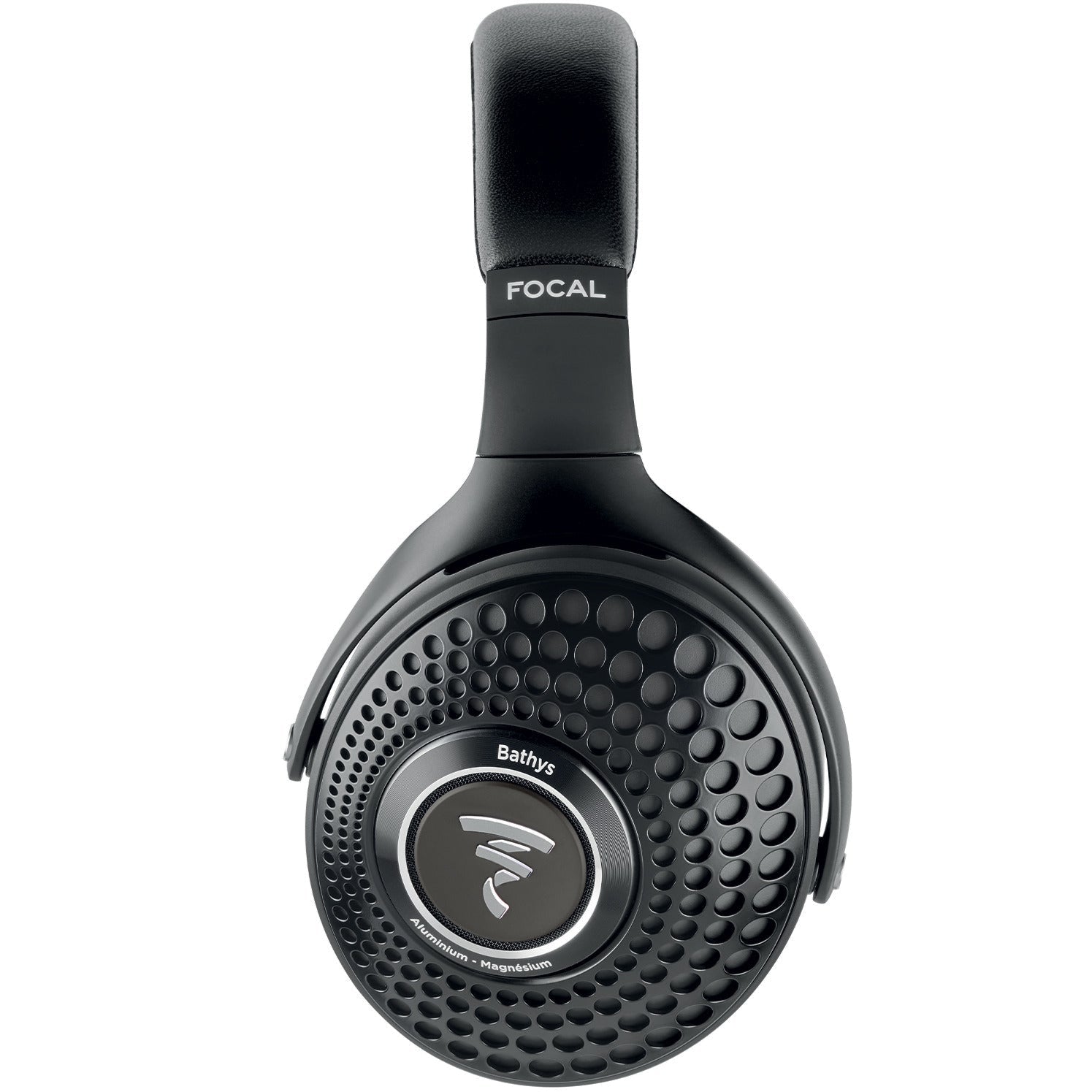 Focal Bathys wireless headphones in deep black, shown with sleek over-ear design and plush ear cushions.