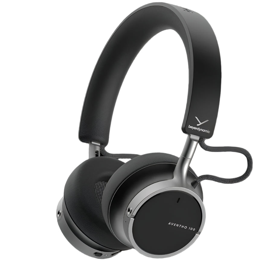 Beyerdynamic Aventho 100 wireless headphones in black, angled view