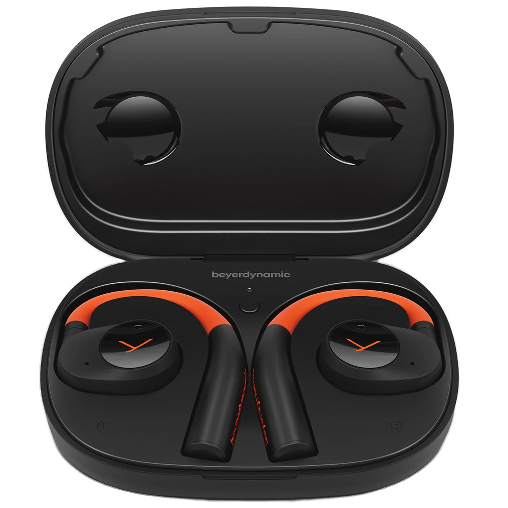 Beyerdynamic Verio 200 wireless in-ear headphones with sport design, black earbuds and inline remote for active listening.