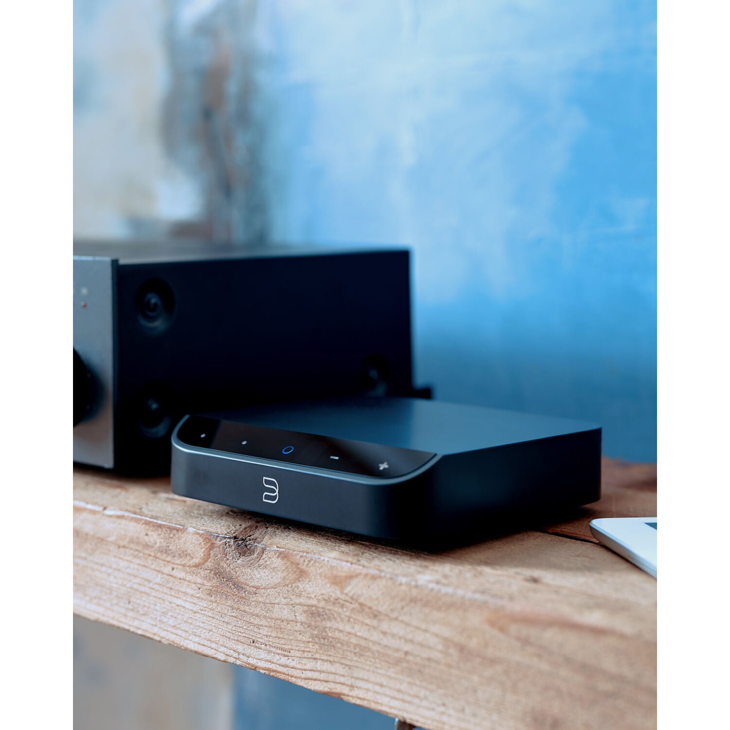 Bluesound Node Nano music streamer, top view in black