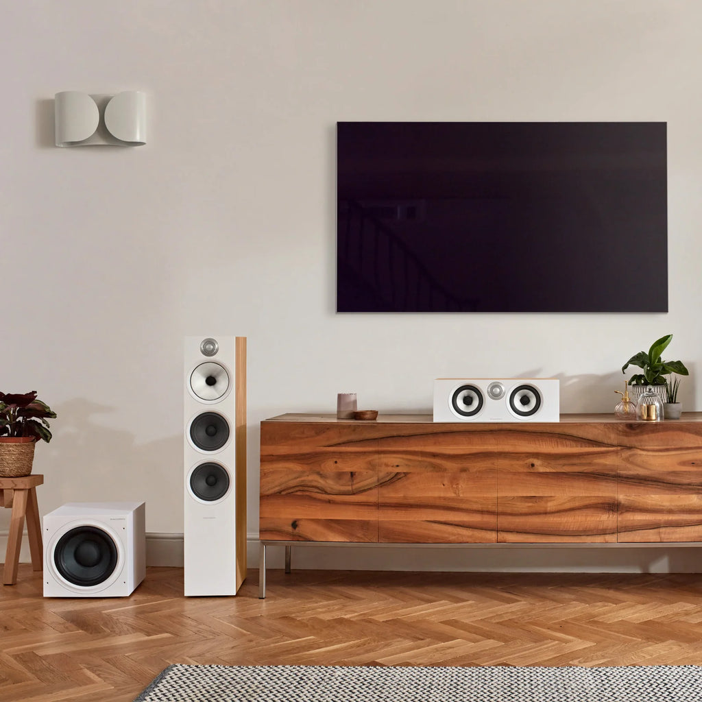 Bowers & Wilkins ASW608 subwoofer, rear panel in matte white