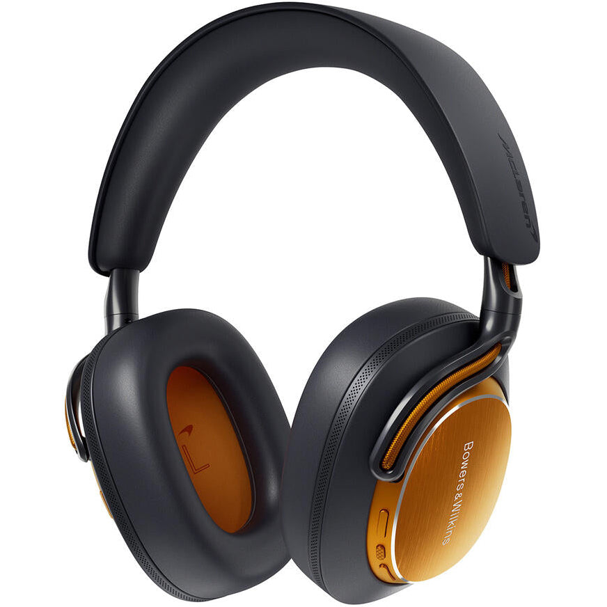 Bowers & Wilkins PX8 S2 (McLaren Edition) wireless headphones, detail view.