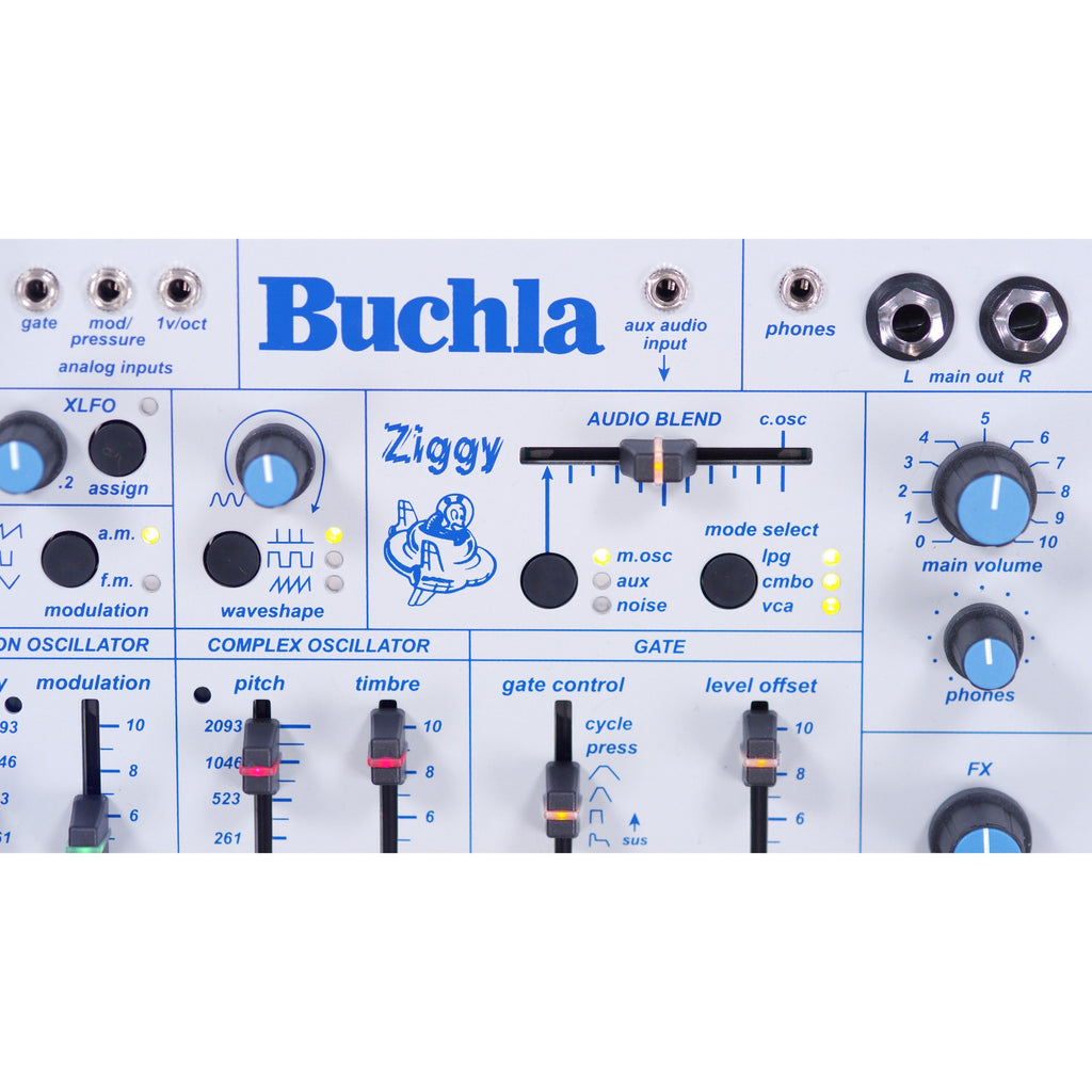 Buchla Ziggy desktop synthesizer, close-up view