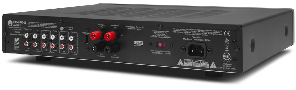 Cambridge Audio AXA35 stereo amplifier, front view