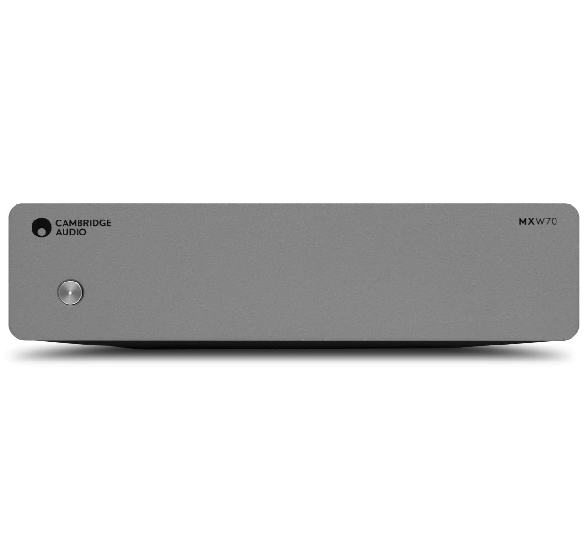 Cambridge Audio MXW70 stereo amplifier, lunar grey, front view