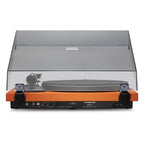 Cambridge Audio Spira turntable in Orange, rear panel with RCA output, phono switch and Bluetooth