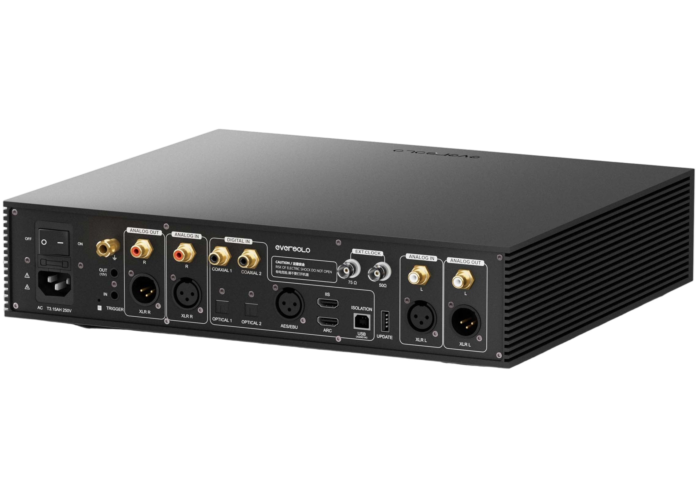 Eversolo DAC-Z10 headphone amplifier and DAC showing front panel with knobs and display, compact black design.