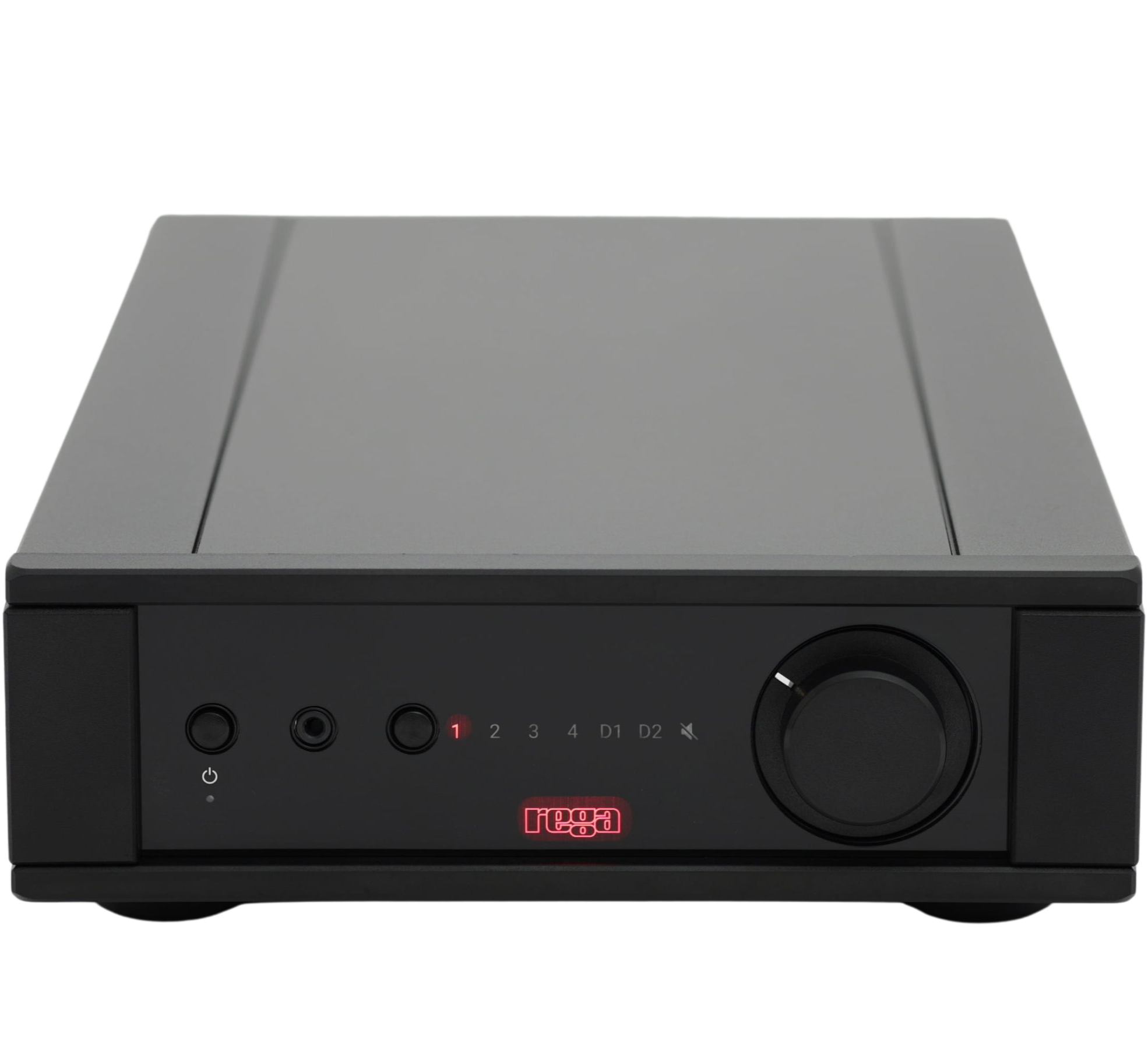 Rega Brio MK7 phono preamp with sleek design, featuring input and output connections for high-quality audio listening.