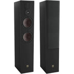 Pair of DALI Opticon 6 MK2 passive floorstanding speakers in black, showcasing their sleek design and robust build.
