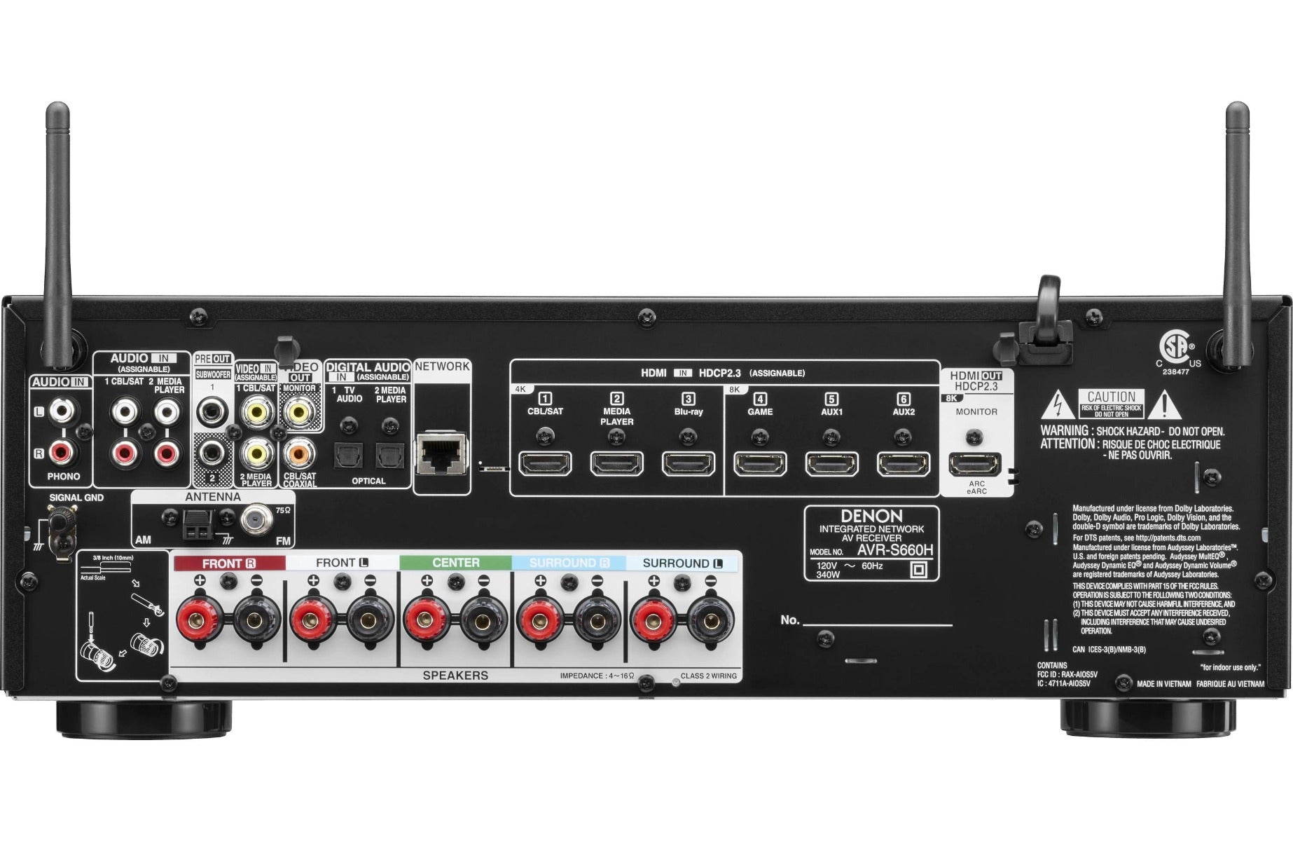 Denon AVR-S660H stereo amplifiers, front