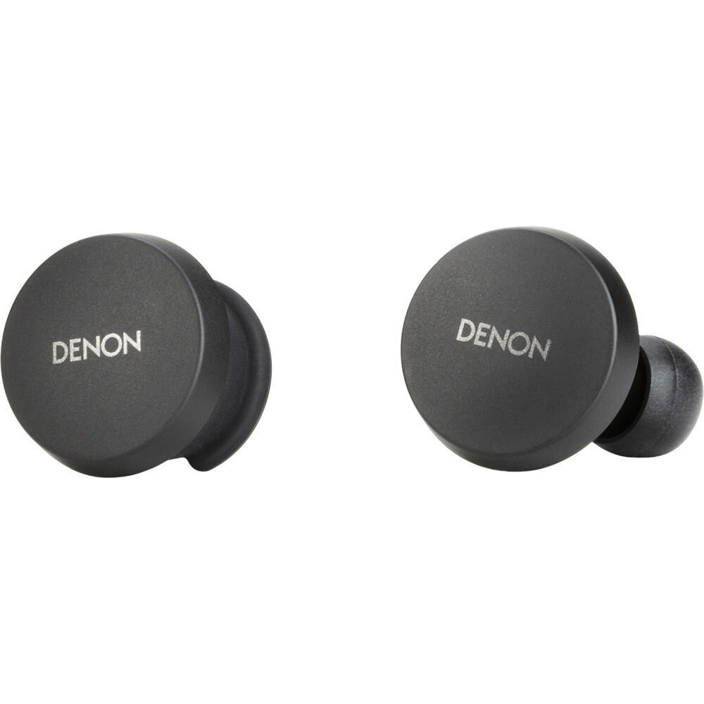 Denon PerL wireless in-ear headphones, pair of black earbuds