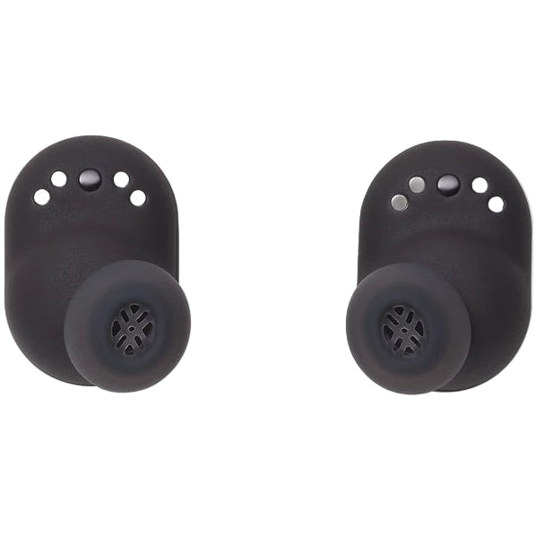Devialet Gemini II wireless in-ear headphones, black earbuds close-up