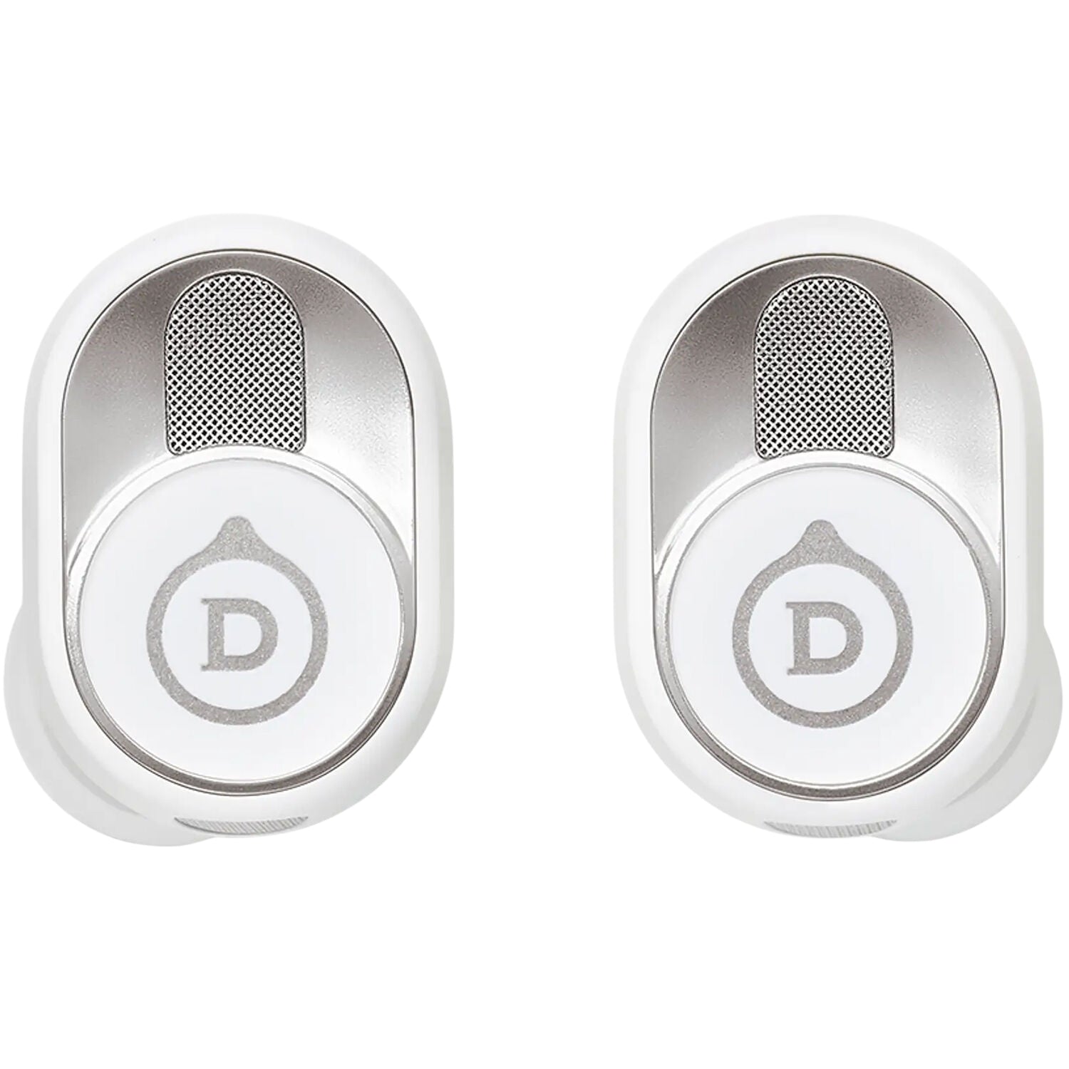 Devialet Gemini II wireless in-ear headphones, white earbuds front view