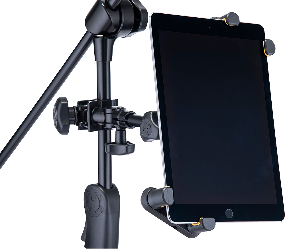 Hercules Stands HCDG-307B microphone multimedia stand with adjustable holder and sturdy base, ideal for recording and performances.
