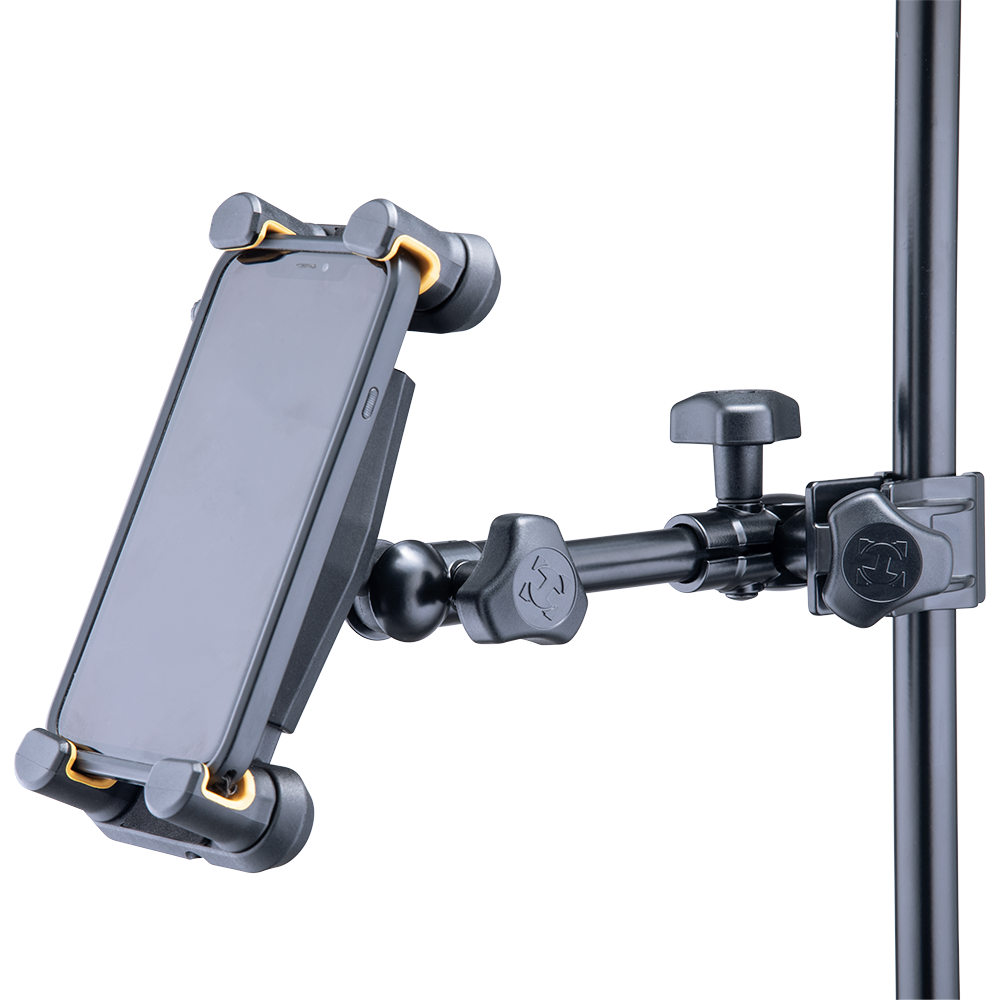Hercules Stands HCDG-307B microphone multimedia stand with adjustable arm and sturdy base, designed for professional audio setups.