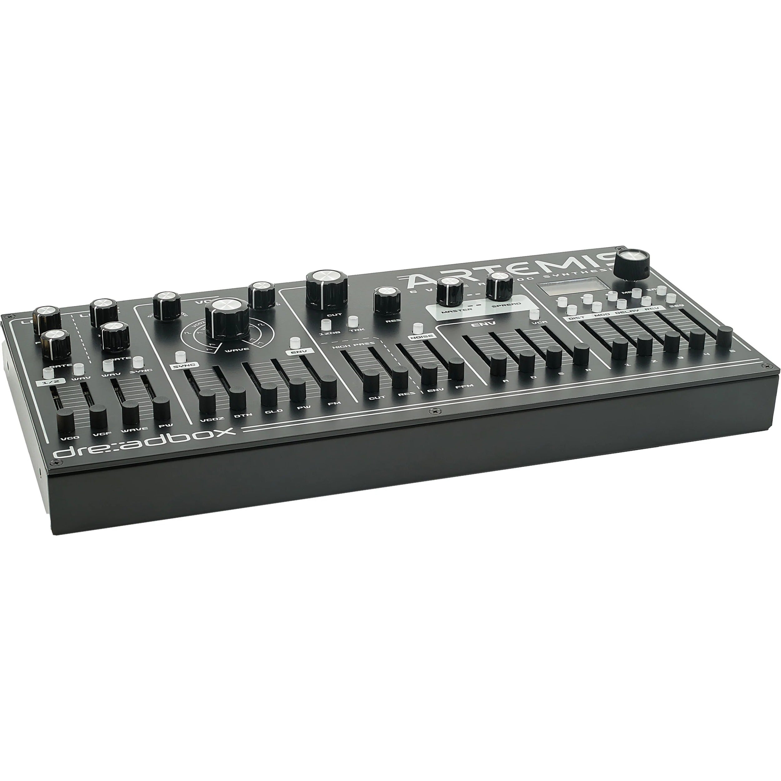 Dreadbox Artemis synthesizers, retail packaging