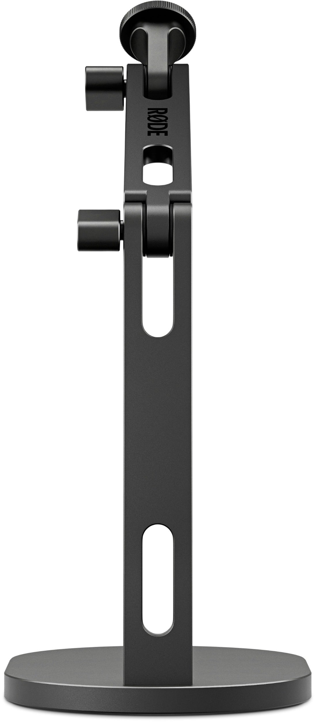 Rode DS2 desktop microphone stand with adjustable arm and base, designed for versatile microphone positioning and stable support.