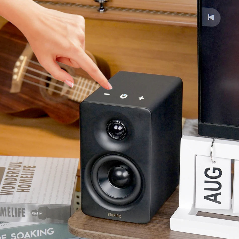 Edifier M60 desktop speakers, black front view 2