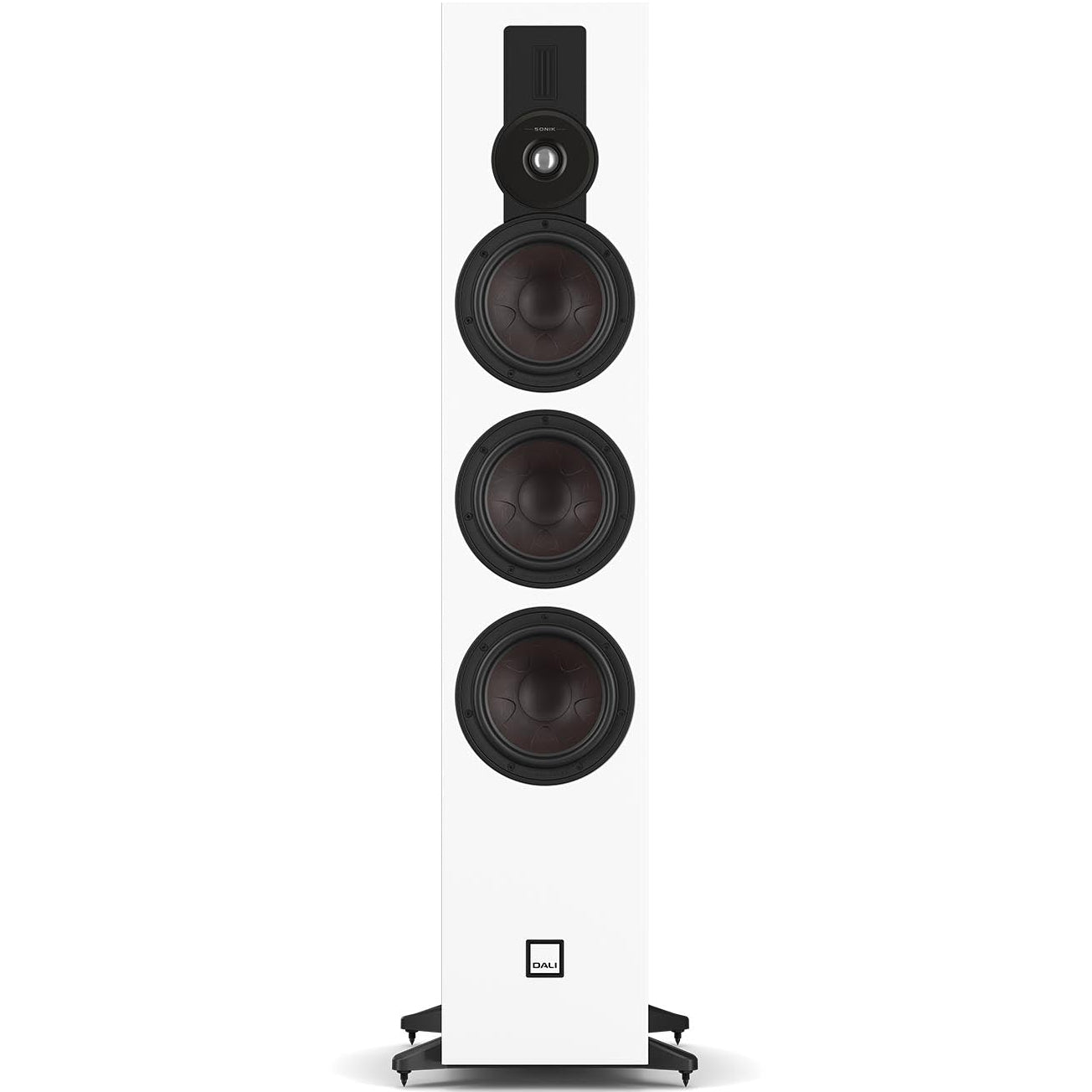 DALI Sonik 9 passive floorstanding speakers shown with sleek black cabinets and premium speaker drivers.