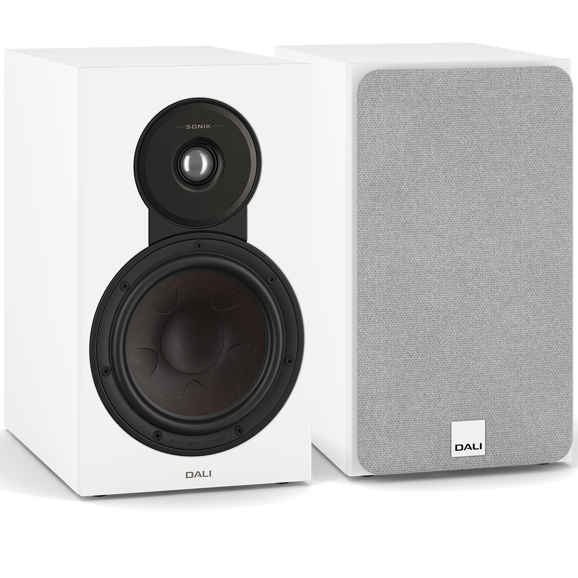 DALI Sonik 3 passive bookshelf speakers with black finish, compact design, and two drivers for high-quality home audio.
