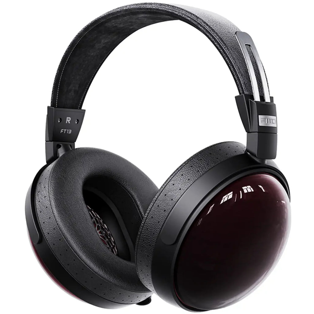 FiiO FT13 wired headphones with in-ear design and black finish, featuring inline controls and a sleek, portable look.