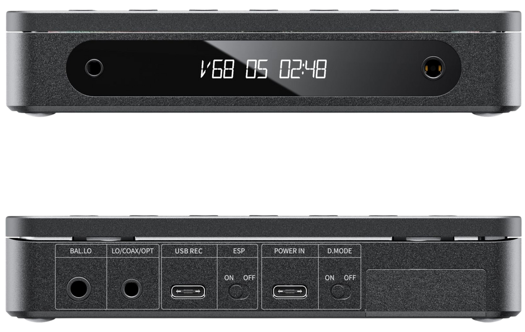 FiiO DM13 BT portable music player, in black, front view