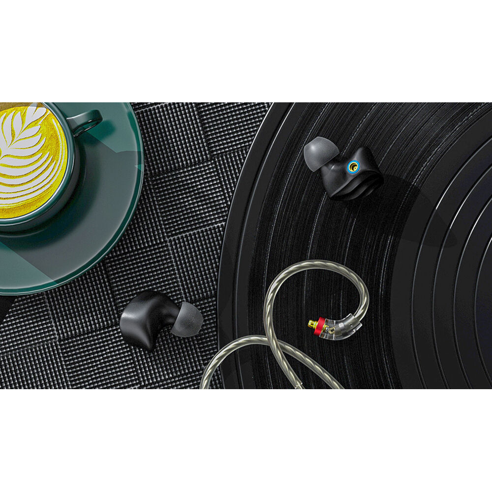 FiiO FH3 wired in-ear headphones, black cable view