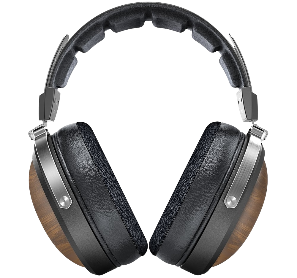 FiiO FT1 closed-back over-ear headphones with walnut wood cups, in black