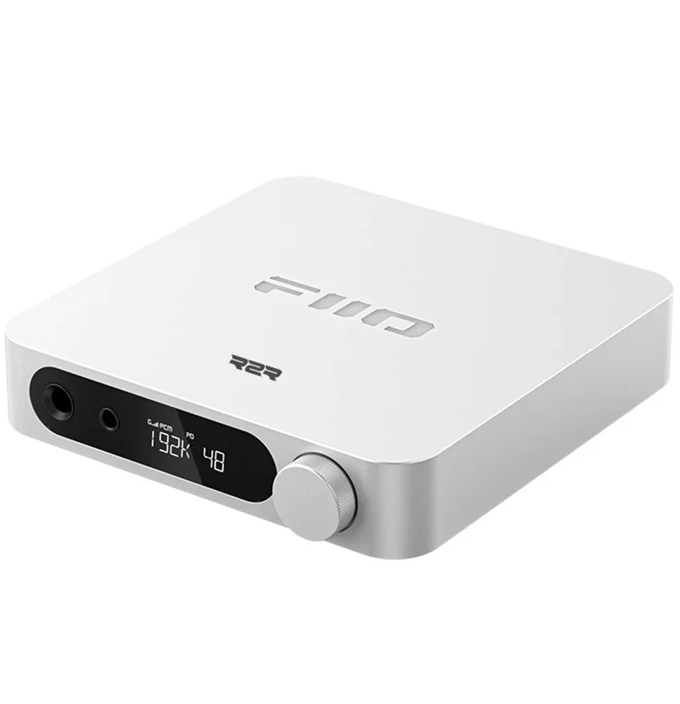 FiiO K11 R2R headphone amplifier and DAC, in black, front view