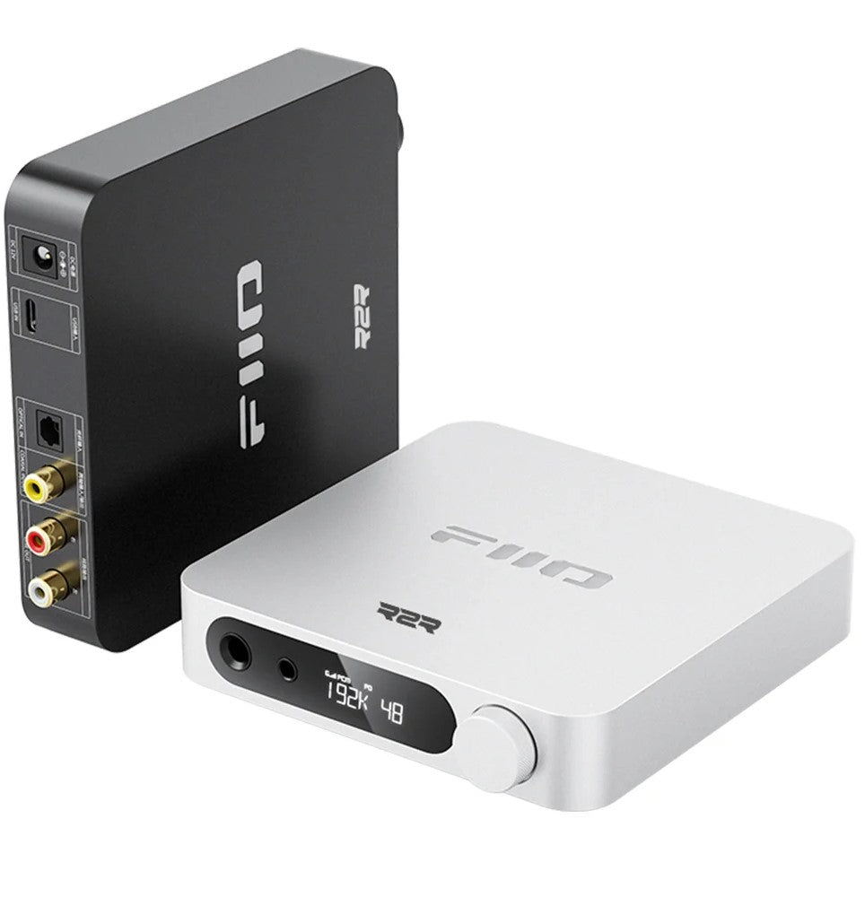 FiiO K11 R2R headphone amplifier and DAC, in black, front view