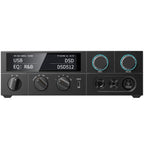 FiiO K15 headphone amplifier and DAC with AK4497S2 chip, featuring a sleek design and multiple input/output ports.