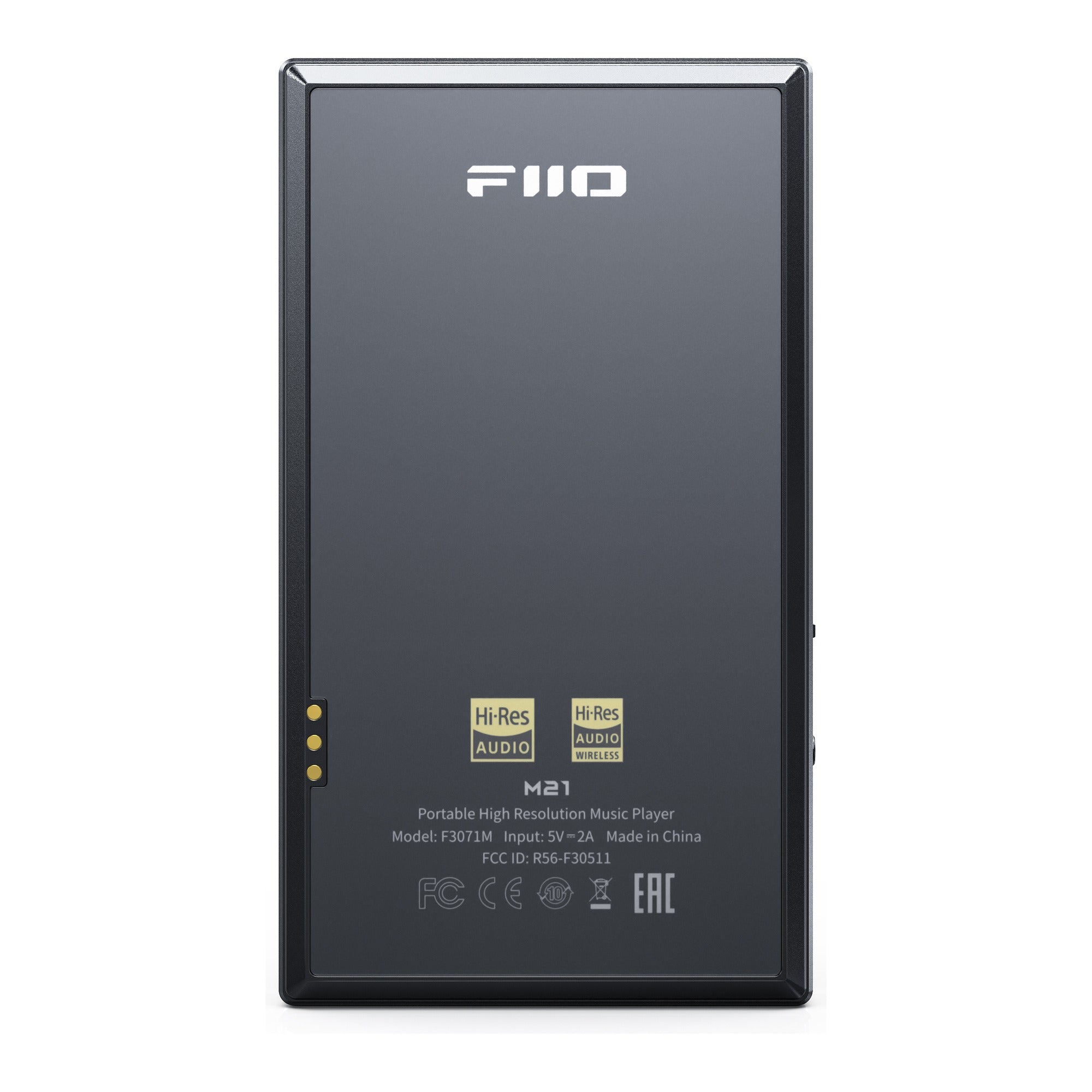 FiiO M21 portable music player, in black, back view