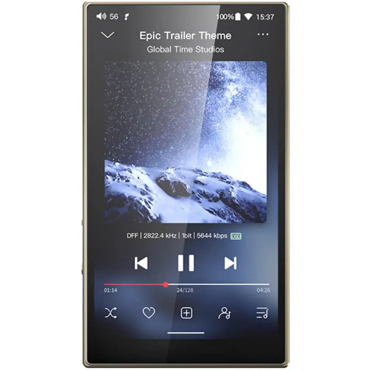 FiiO M21 portable music player, in gold, front view