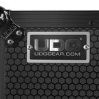 UDG Ultimate Flight Case AlphaTheta DDJ-GRV6 black DJ flight case with logo plate and laptop shelf for DJ equipment protection