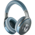 Focal Azurys wired headphones in blue with over-ear design and cushioned ear cups, showcasing sleek audio equipment.