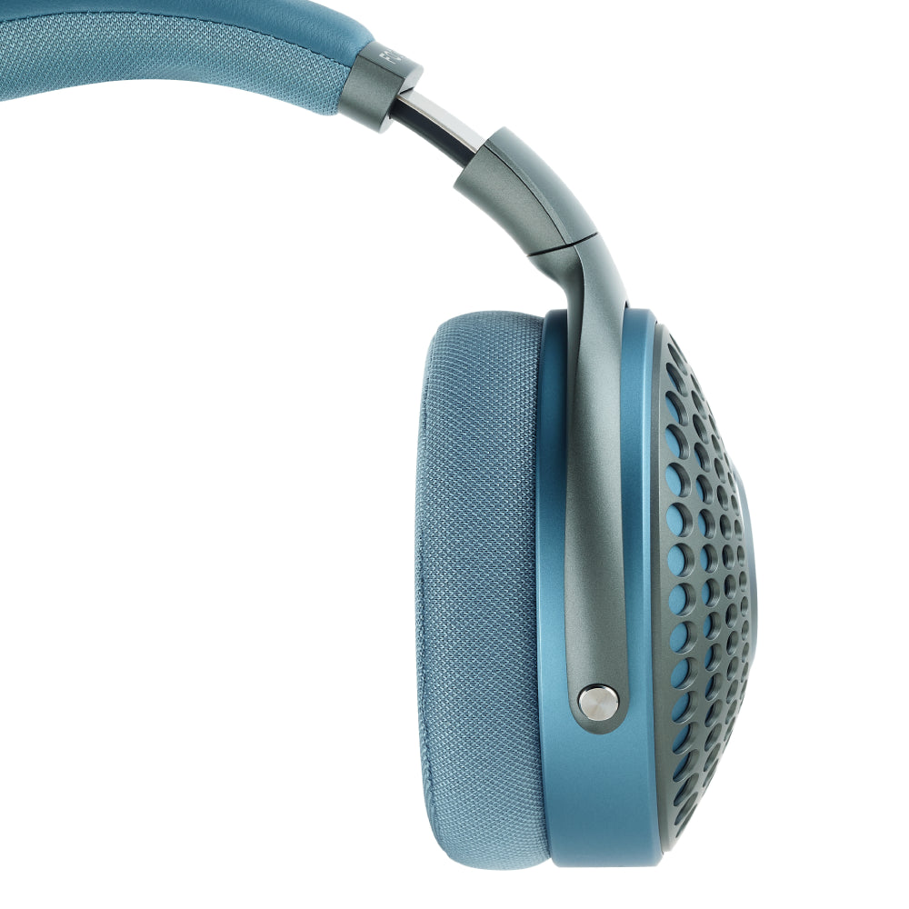 Focal Azurys wired headphones in sleek blue with over-ear design and cushioned ear cups for immersive listening.