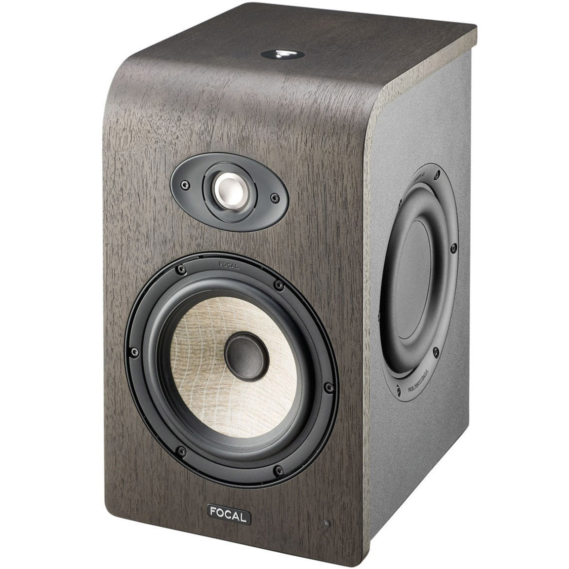 Focal Shape 65 active nearfield monitors with sleek black finish and front-facing controls for professional audio mixing.