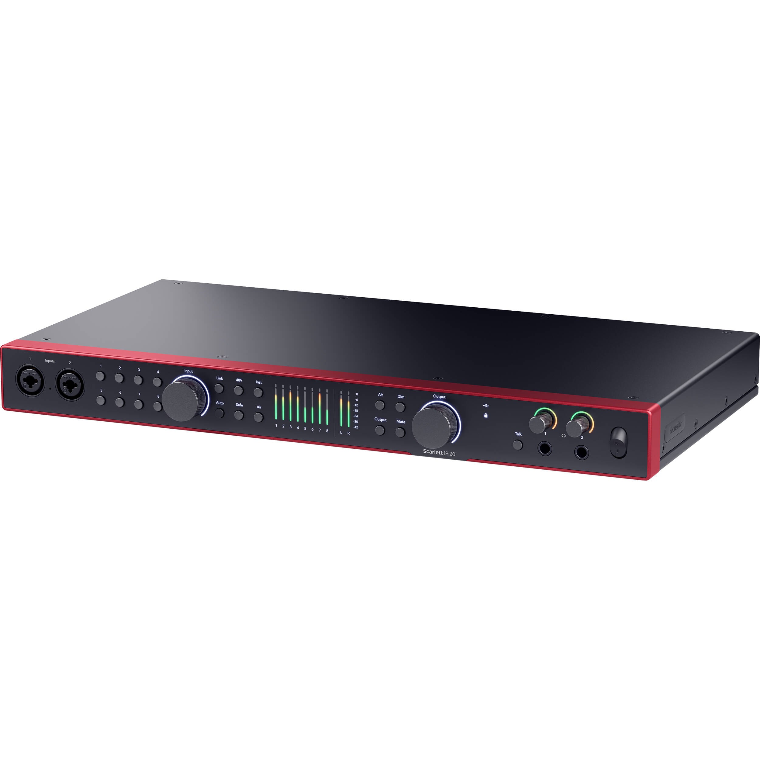 Focusrite Scarlett 18i20 4th Gen audio interface, angled view