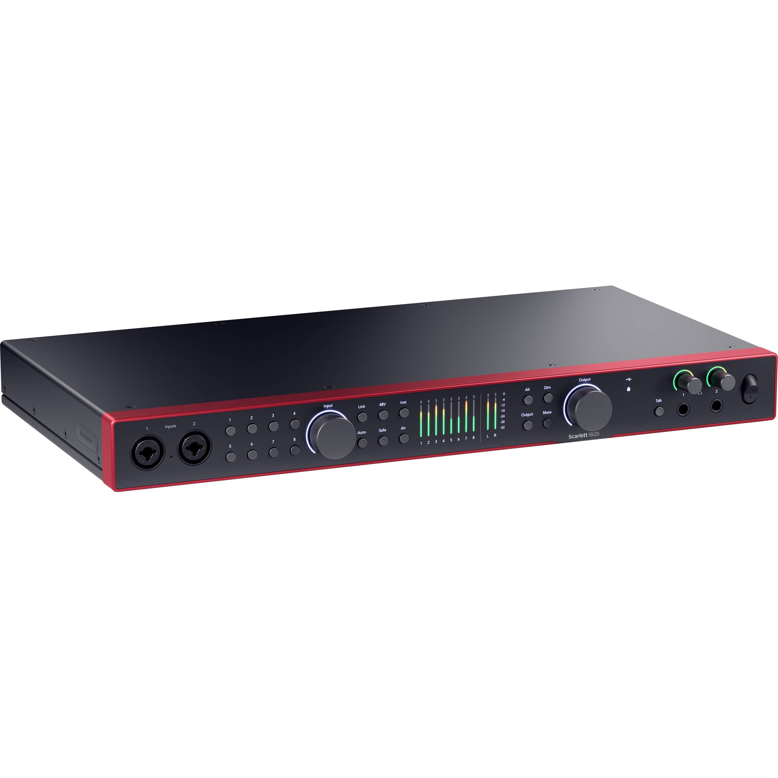 Focusrite Scarlett 18i20 4th Gen audio interface, hero angle view