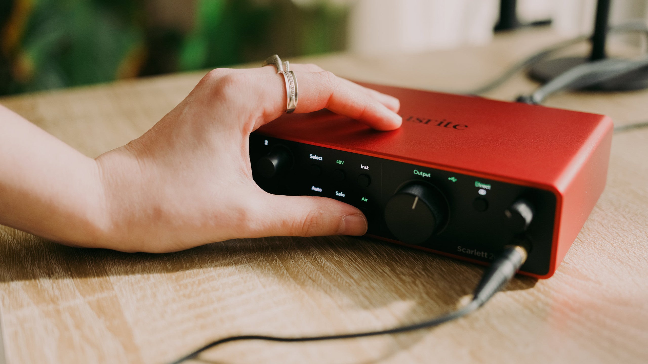 Focusrite Scarlett 2i2 4th Gen USB audio interface, lifestyle setting
