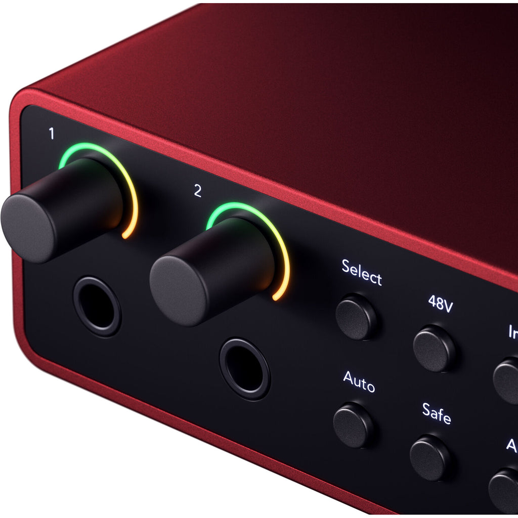 Focusrite Scarlett 4i4 4th Gen audio interface, detail view