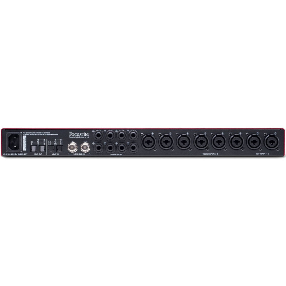 Focusrite Scarlett OctoPre Dynamic microphone preamp unit with multiple input channels and control knobs.