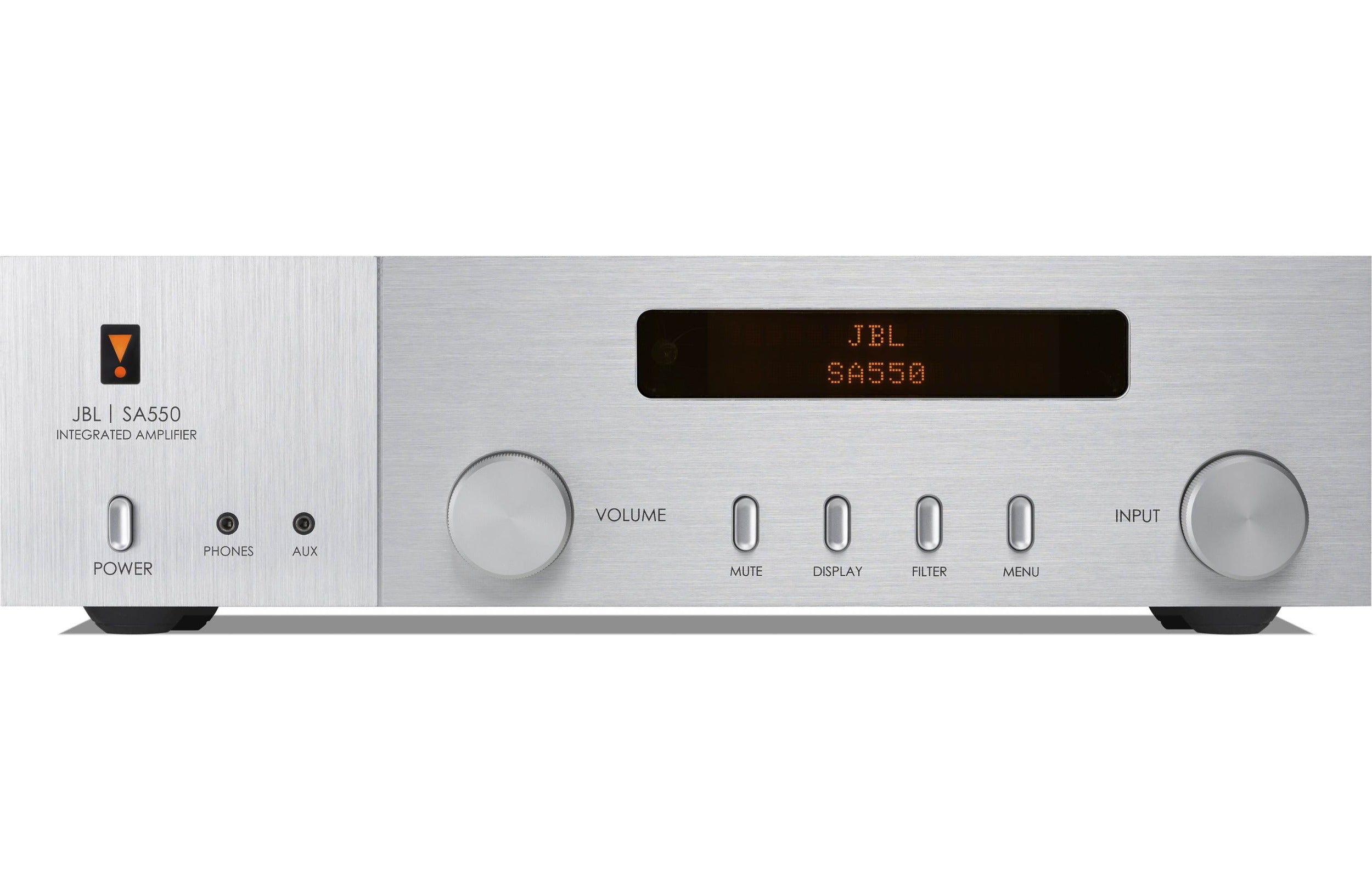 JBL SA550 Classic stereo amplifier with black finish and control knobs, showcasing a sleek audio equipment design.