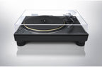 Technics SL-1300G turntable with wooden plinth, tonearm and platter, showcasing a sleek, modern design for high-quality vinyl listening