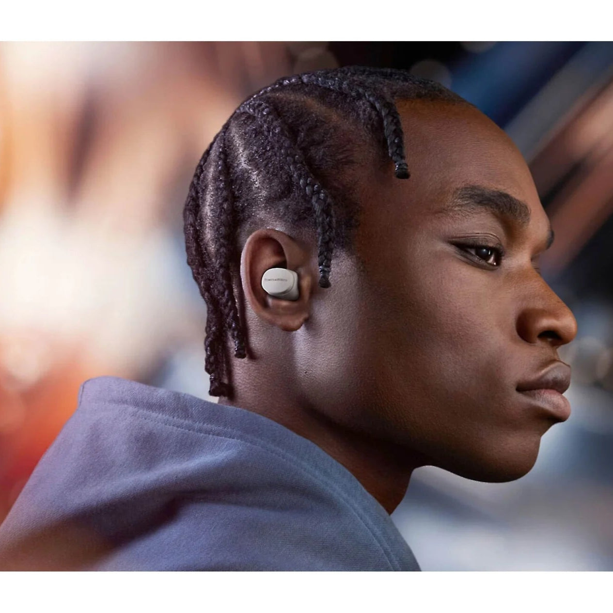 Bowers & Wilkins Pi6 wireless in-ear headphones with sleek black design and compact charging case.