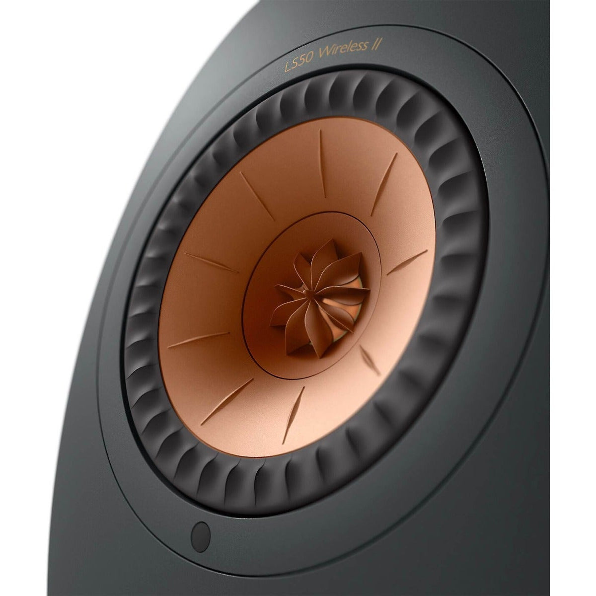 KEF LS50 Wireless II wireless speakers with sleek black finish, designed for high-quality audio in a modern home setup.