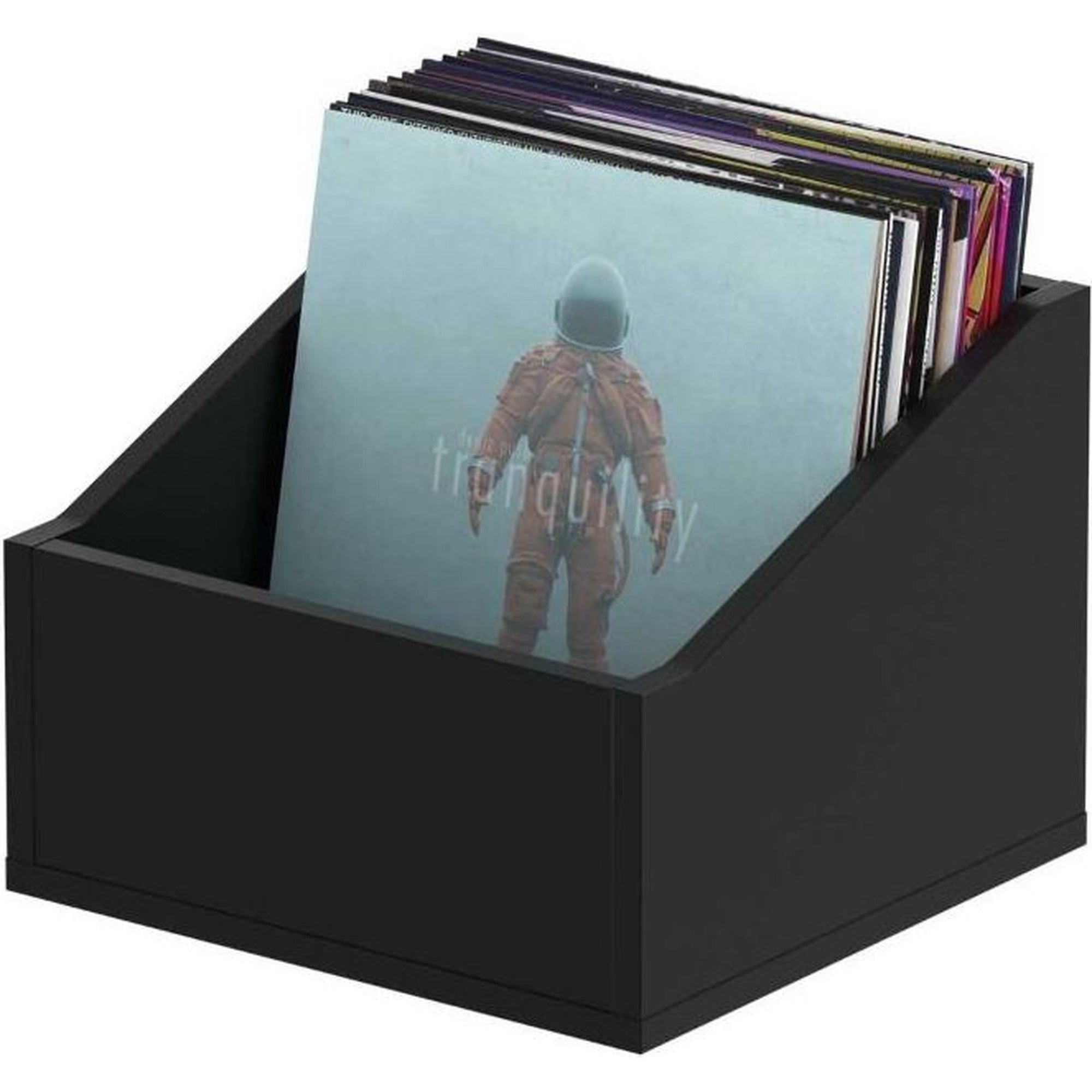 Glorious Record Box Advanced 110 vinyl record storage box, black, with accessories