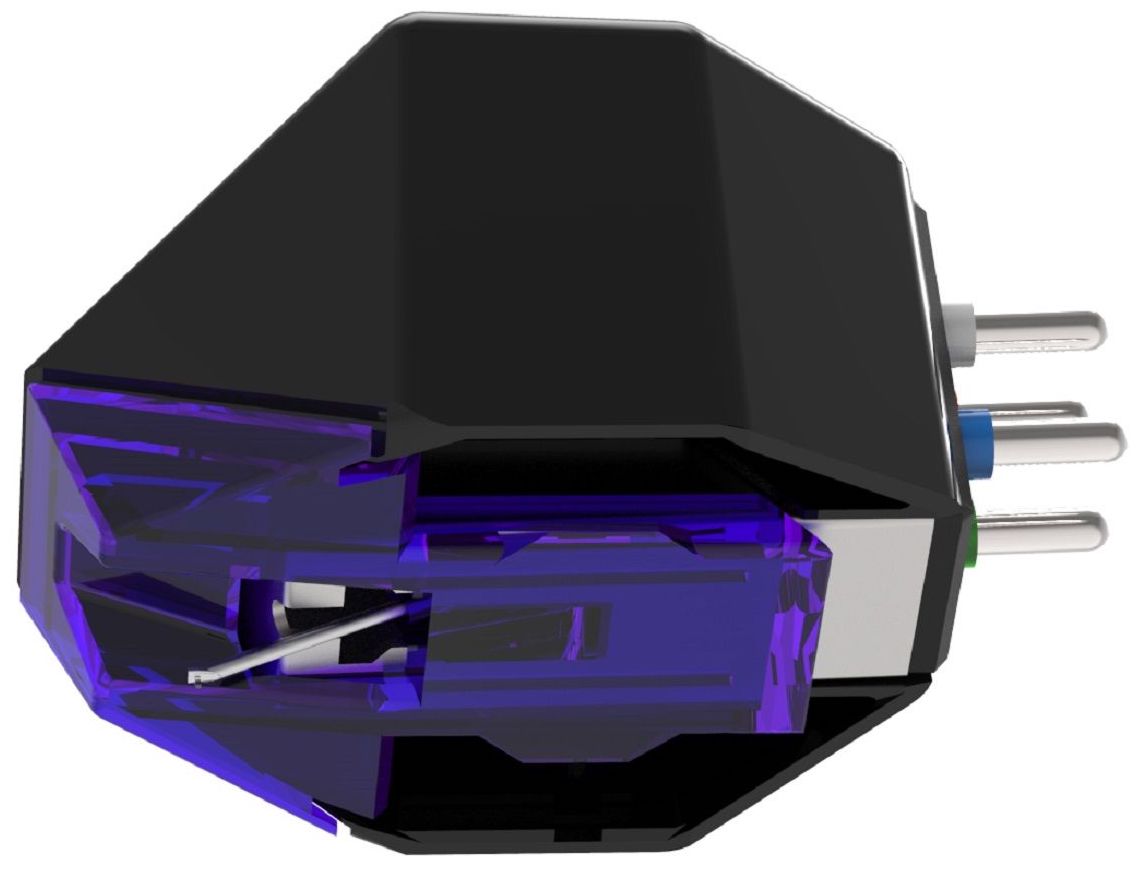 Goldring E3 Cartridge turntable cartridge, in red, rear view