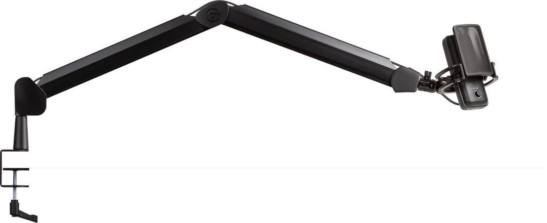 Elgato Wave Mic Arm for broadcast microphones, adjustable metal arm with shock mount and flexible joints for capturing clear audio.