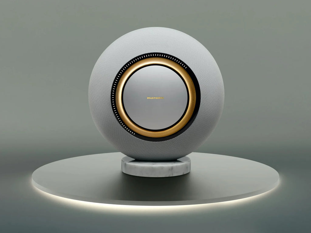 Marantz Horizon Grand wireless speaker with sleek design, showing its modern appearance and compact size.